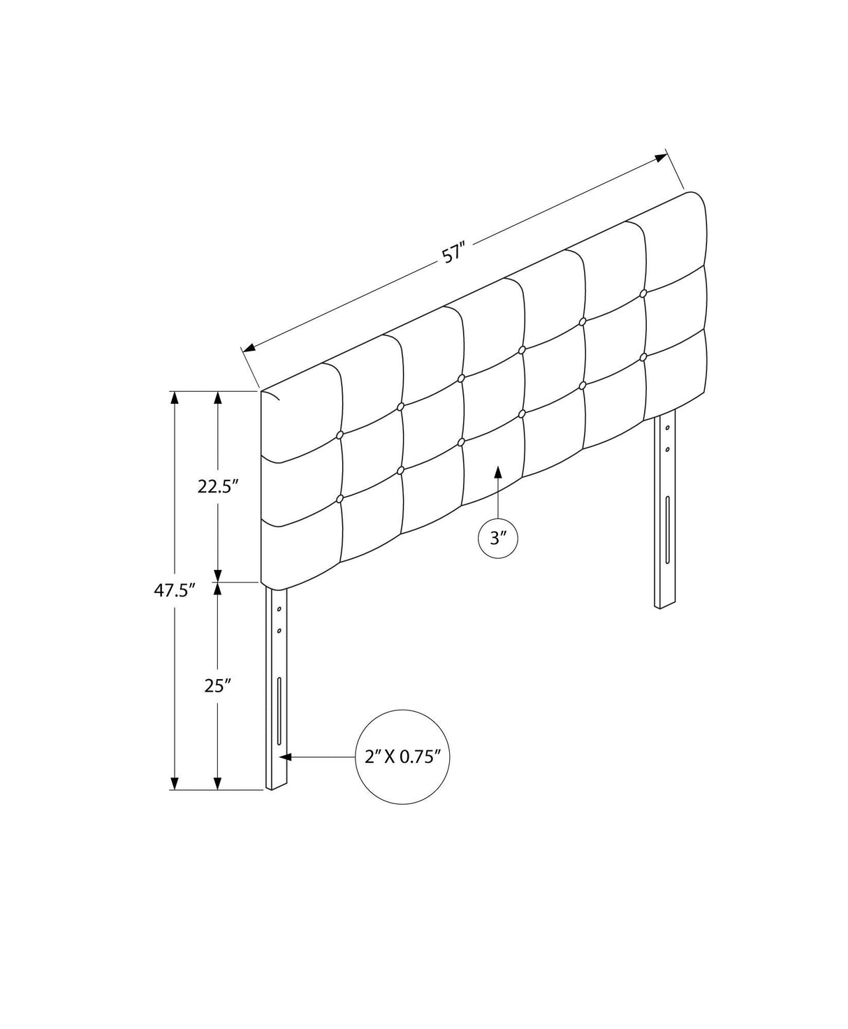 Full Size Upholstered Headboard Only, Transitional - Gray