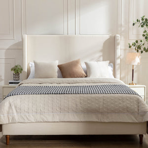 Harper Tall Headboard Upholstered Bed in Ivory Boucle, California King