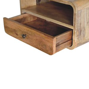 Large Floating Bedside, 1 Drawer, 1 Open Slot, Oak-ish