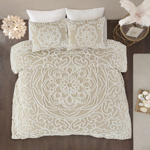 Full/Queen 3 Piece Tufted Cotton Duvet Cover Set