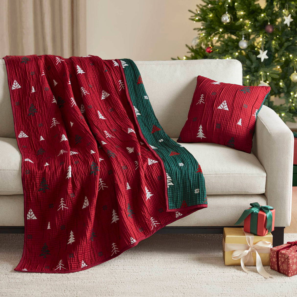 Winter 50x60' Throw Set,Red