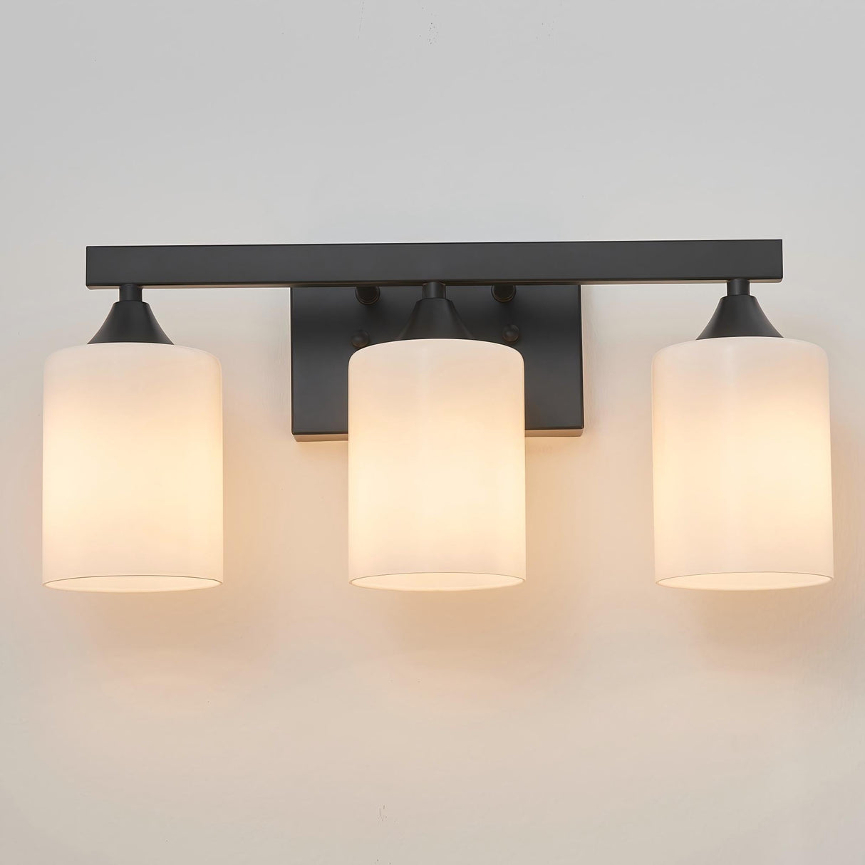 3-Light Matte Black Bathroom Vanity Light