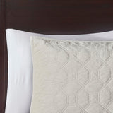 3 Piece Velvet Quilt Set Ivory Full/Queen