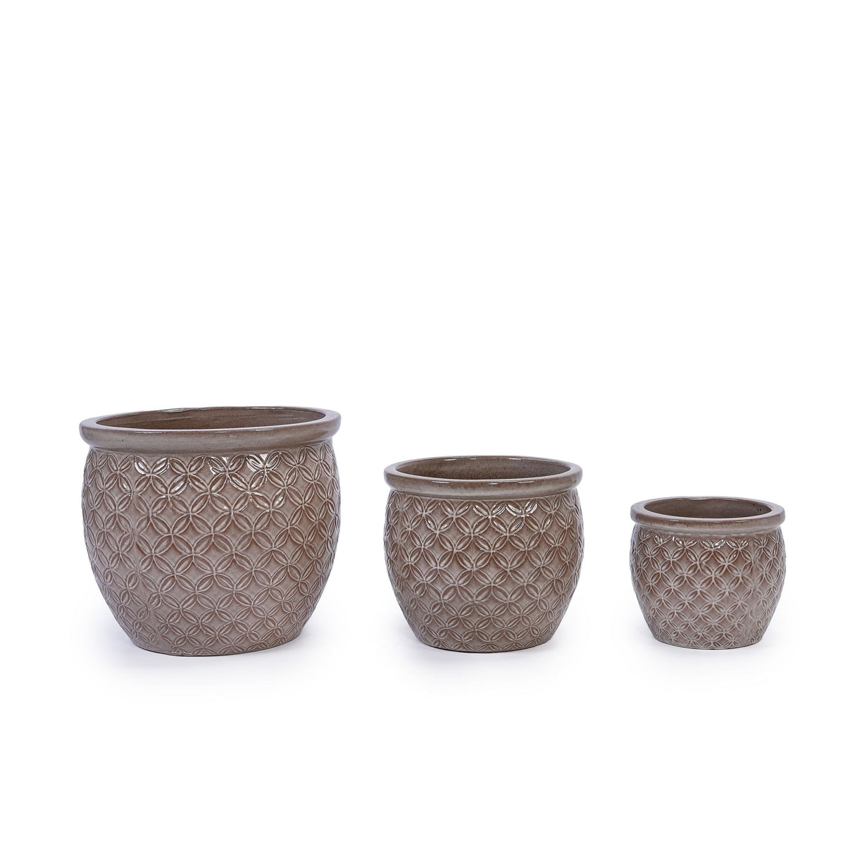 3 Pieces Ceramic Flowerpot Planter For Patio & Garden Or Windowsills - Antique Yellow