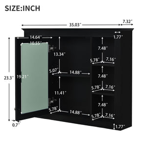Bathroom Vanity With Mirror Cabinet, Single Sink With 2 Soft Closing Doors And 4 Drawers