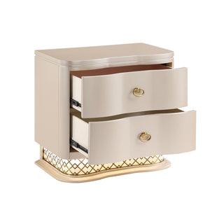 Flora - 2 Drawer Nightstand With LED - Champagne