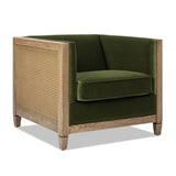 Georgia 34' Cane Rattan Tuxedo Armchair, Olive Green Performance Velvet