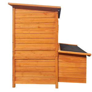 Chicken Coop, Large Chicken Coop With 3 Nesting Boxes, Foldable Ramp And Flip Up Asphalt Roof - Orange