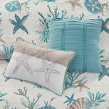 6 Piece Cotton Sateen Quilt Set with Throw Pillows Aqua King/Cal King