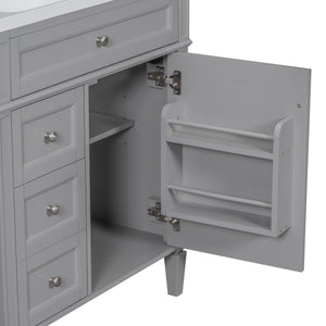 Bathroom Vanity With Top Sink, 2 Drawers And Tip Out Drawer, Rectangular Design