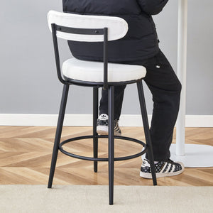 Fashionable Ergonomic High Legged Bar Chairs with White Fabric Cushions - Set of 2