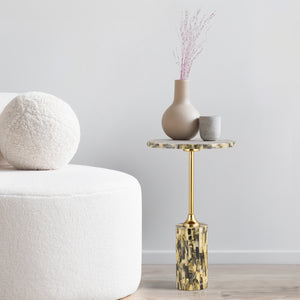 Hedda-Contemporary-Glam-Metal/Resin-Faux-Stone-Round-End-Table-Accent-Tables