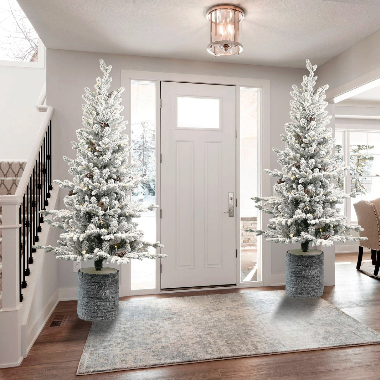 3FT Flocked Christmas Tree with Pot Base