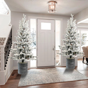 3FT Flocked Christmas Tree with Pot Base