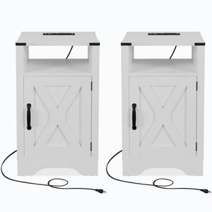 Farmhouse Nightstand, Charging Station & Storage