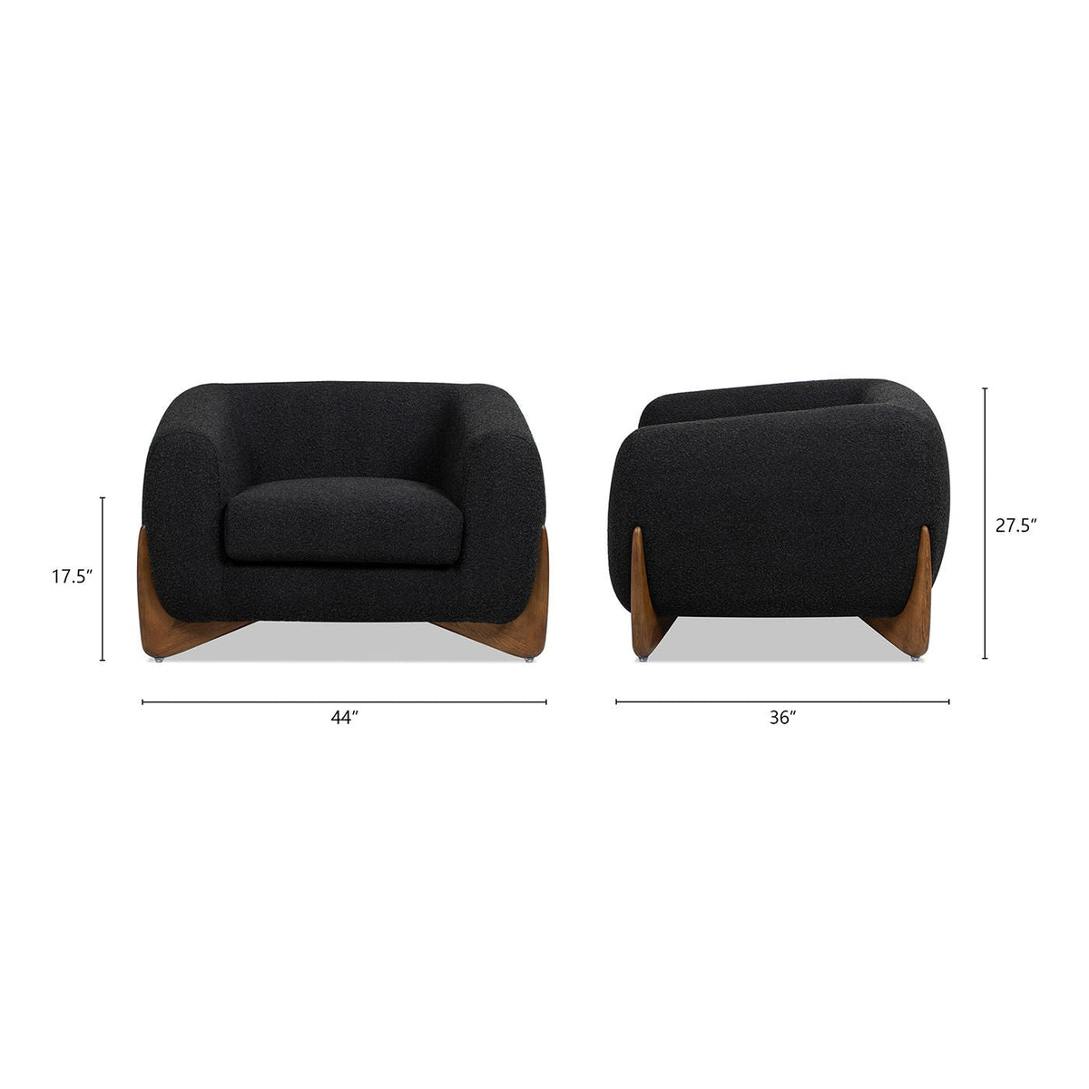 Sherpa Arm Chair with Removable Cushion - Black, White, Dark Green