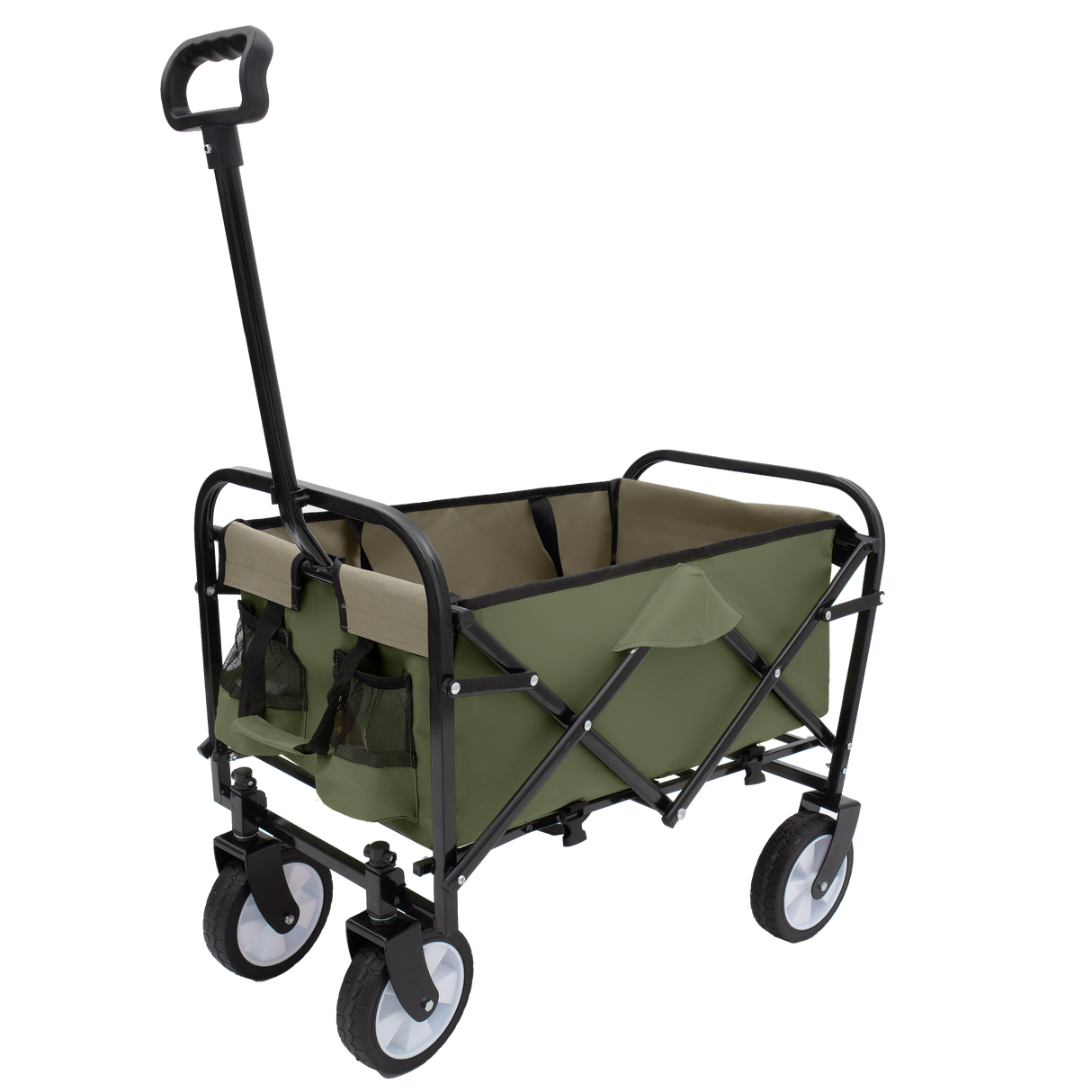 Minimeetall Strap Series Collapsible Wagon Cart – 225lb capacity, Olive Green