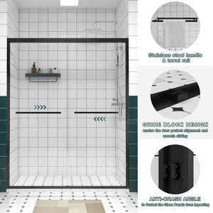 56-60"x74" Aluminum Frame Double Sliding Shower Door