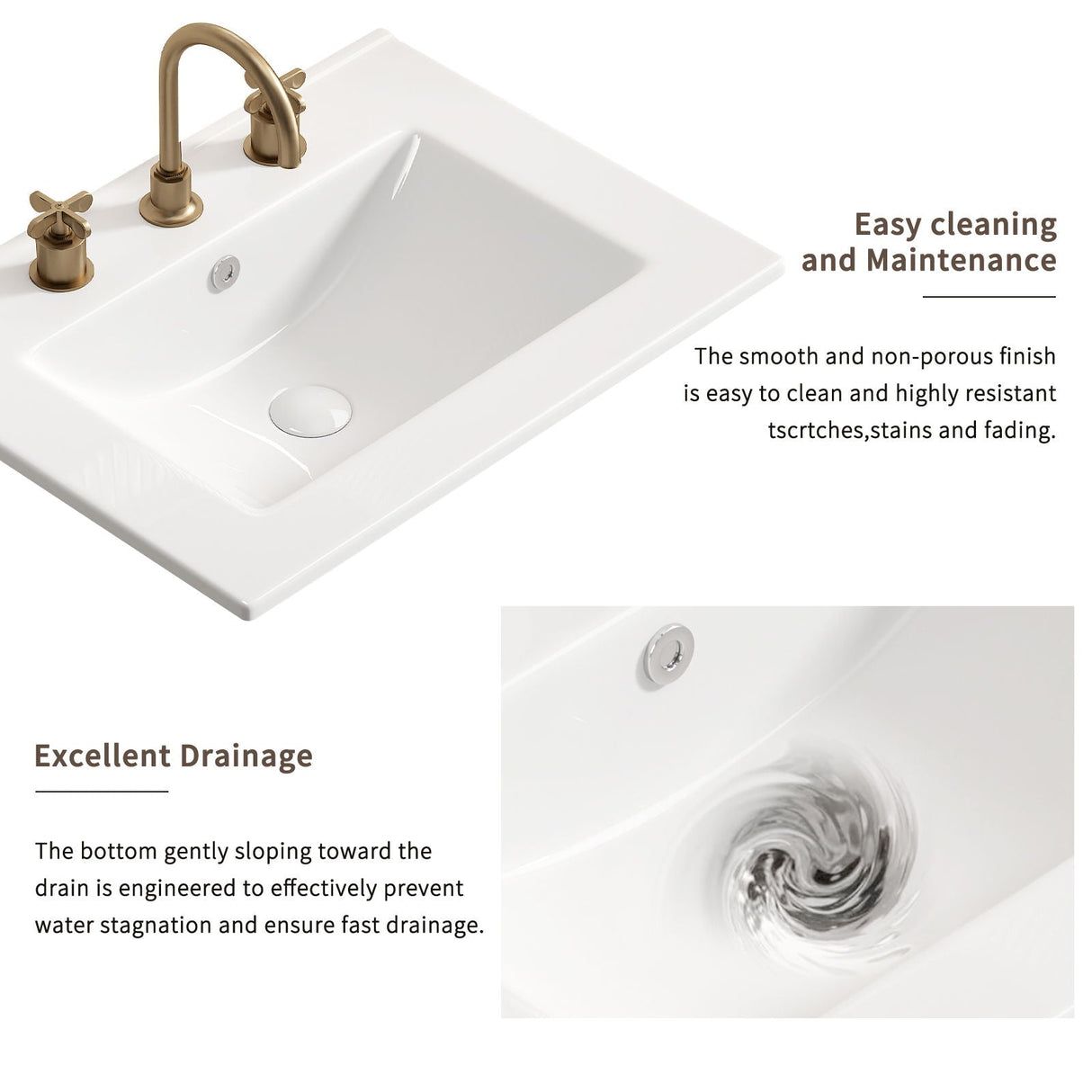 Vessel Sink With 3 Holes, Oval Design For Bathroom - Milk White