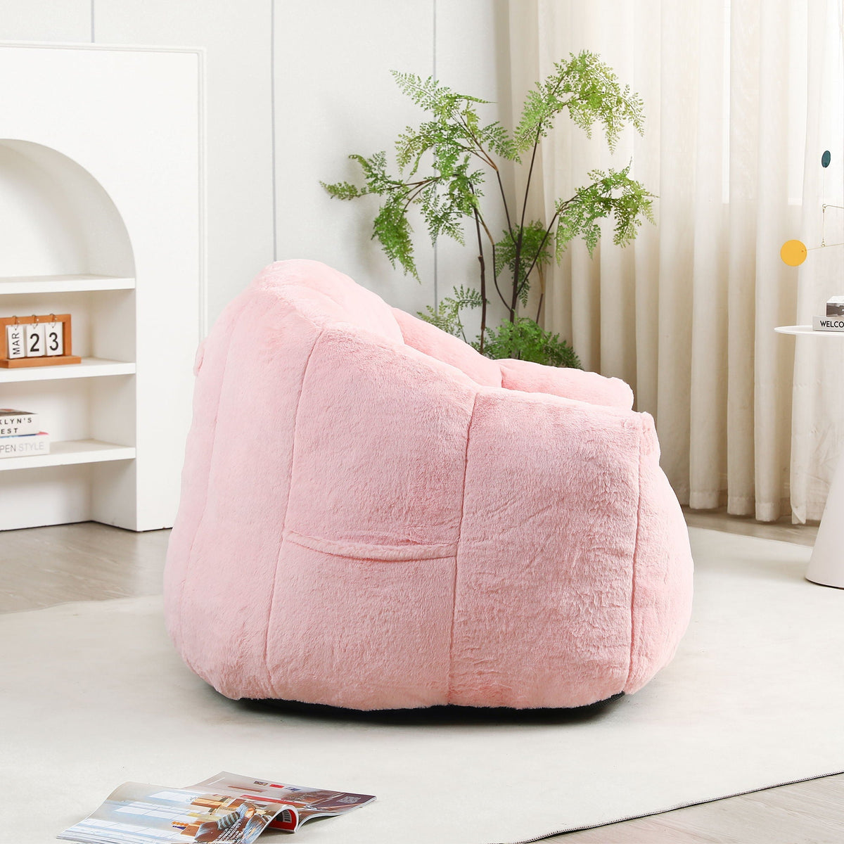 Beanbag Chair, Beanbag Sofa Chair With Armrests Stuffed High Density Foam