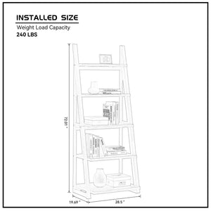 5-Tier Rubber Wood Bookshelf Ladder Storage Rack
