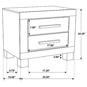 2 Drawer Nightstand - Brown Wood