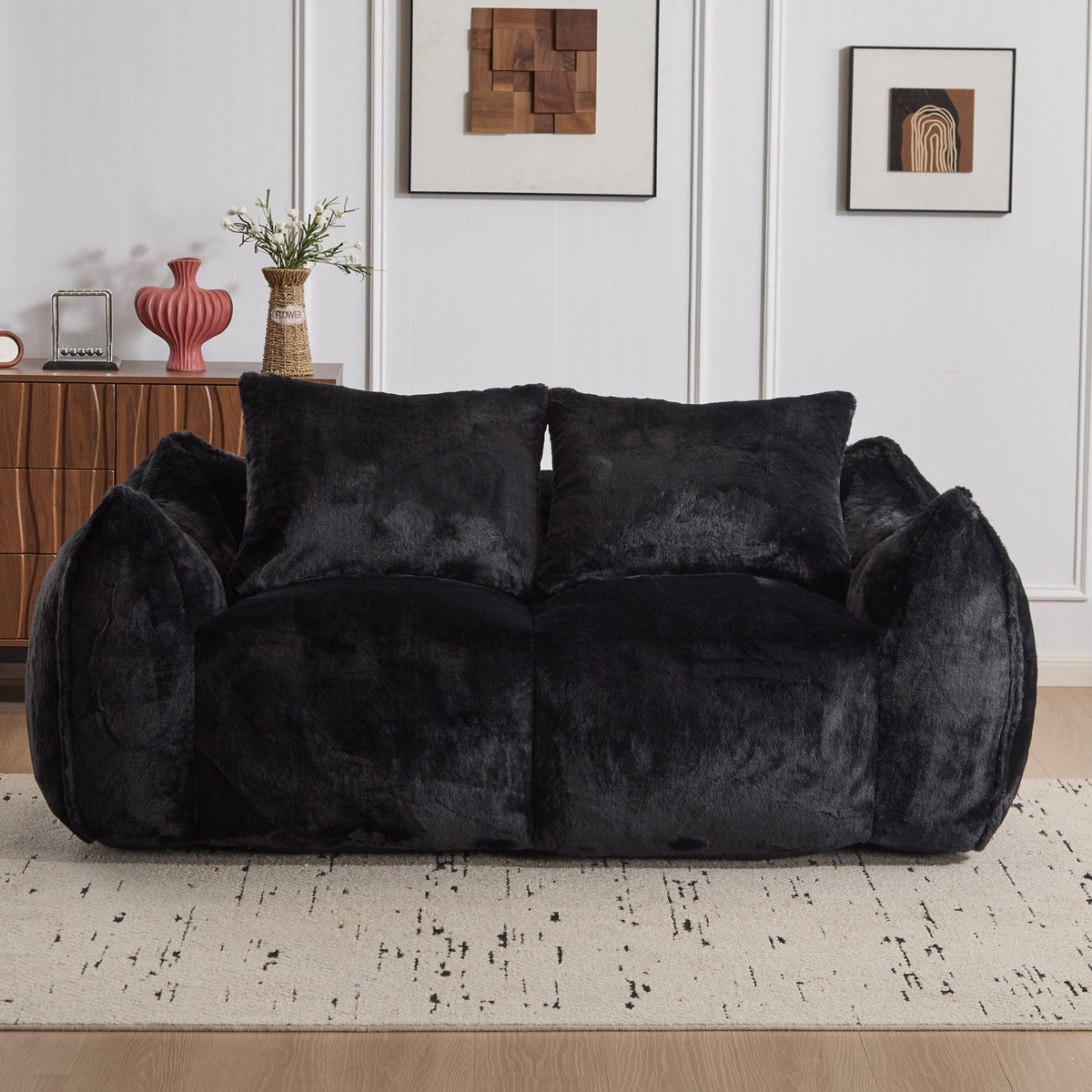 Giant Bean Bag Couch, Ultra Soft Fluffy Loveseat For Living Room