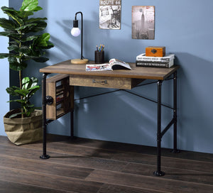Endang Writing Desk - Weathered Oak / Black