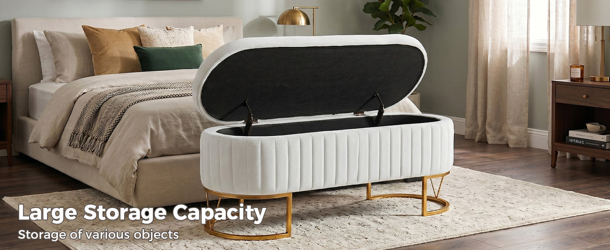 Storage Bench Bedroom Bench with Golden Metal Legs
