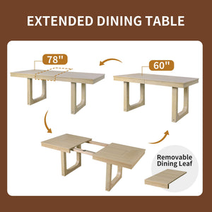 Extendable Dining Set, Farmhouse Extendable Table With Upholstered Chairs