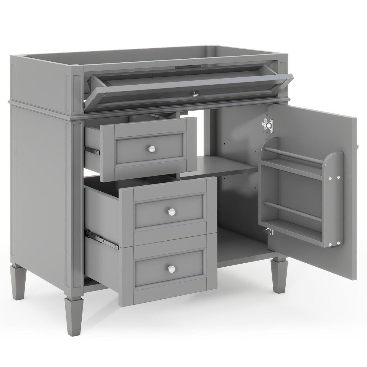 Bathroom Vanity With 2 Drawers and Tip-Out Drawer Storage Cabinet