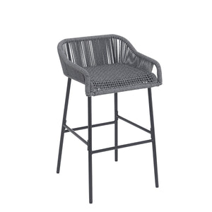 La Push Outdoor Patio Dark Gray Rope Barstool (Set of 2)