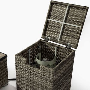 32" Propane Gas Fire Pit Table With Propane Tank Cover, 50000 Btu Rectangular Steel Fire Pit With Beautiful Wicker Base
