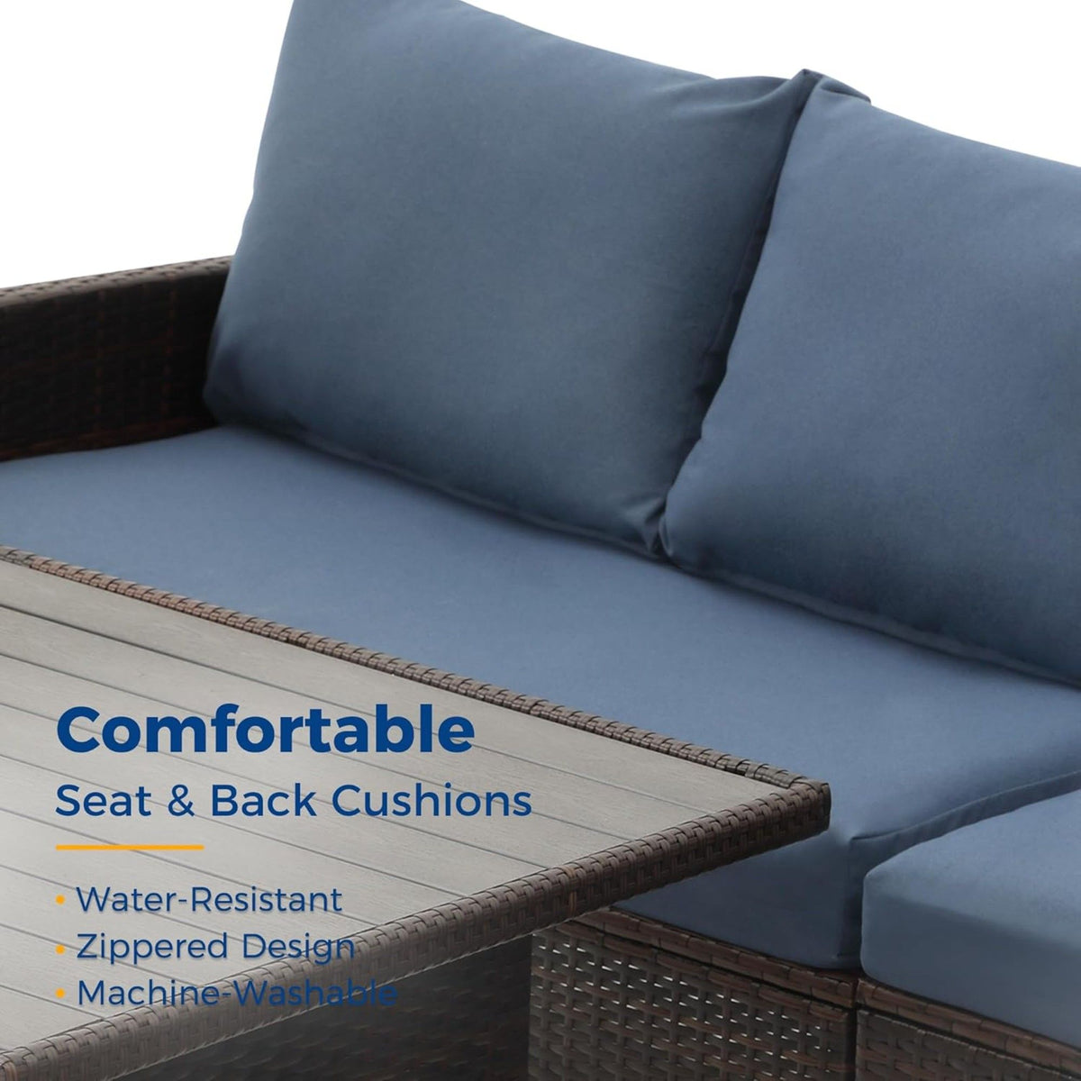 7 Piece Patio Dining Set With Cushions, Modular Sectional Sofa & Storage Table