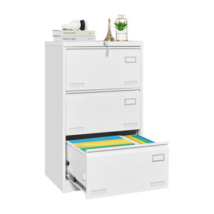 Filing Cabinet Lateral File Cabinet 3 Drawer, Locking Metal File Cabinets Three Drawer, Office Filing Cabinet With Lock Drawers For Home Office