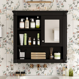 Wall-Mounted Bathroom Cabinet with Mirror and Adjustable Shelves
