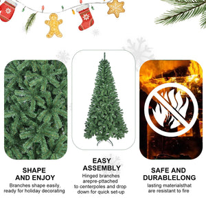 6FT Artificial Christmas Tree with 500 PVC Tips and Metal Stand - Green