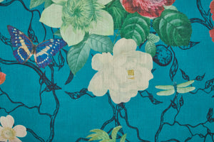 Modern Accent Chair with Retro Wood Legs - Floral