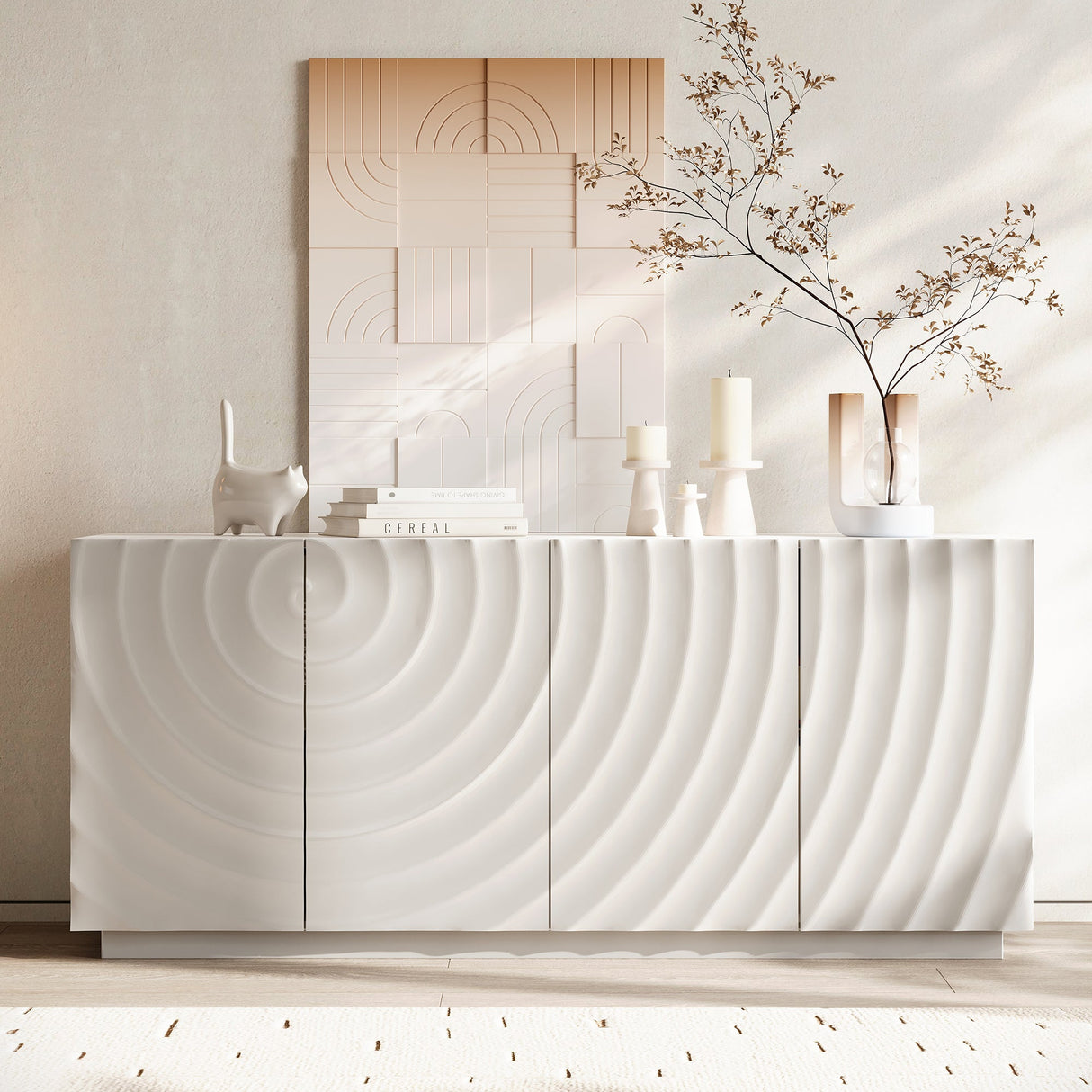 Buffet Cabinet with Storage - Modern 4-Door Sideboard