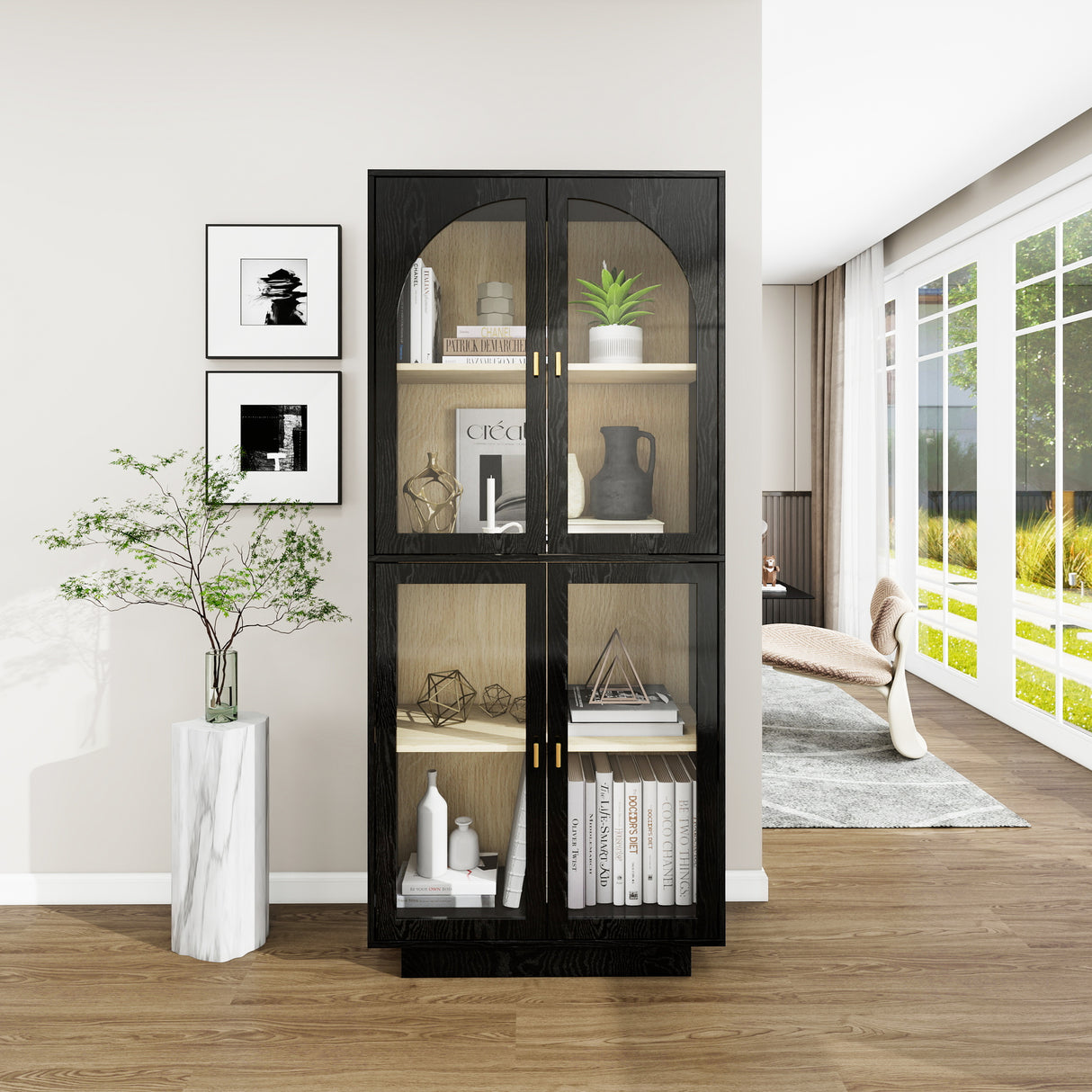 The Elegant Storage Cabinet with Adjustable Shelving and Gold Metal Handle