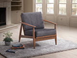 Mylie Charcoal Fabric & Brown Finish Accent Chair