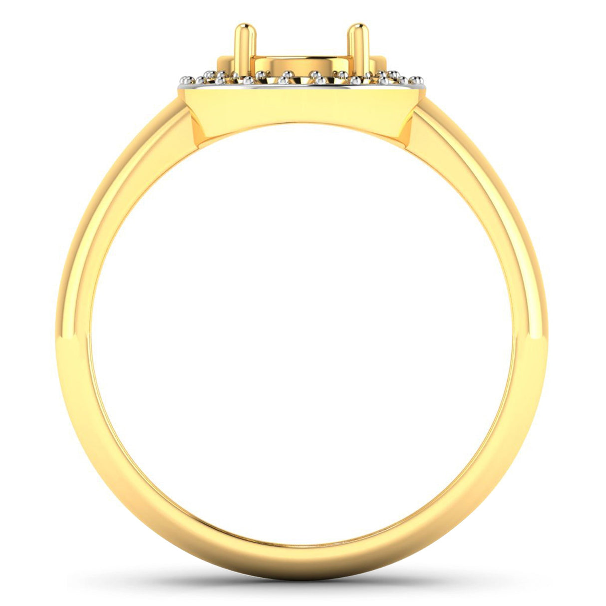 0.22 Carat Genuine White Diamond 14K Yellow Gold Semi Mount Ring - holds 9x7mm Oval Gemstone