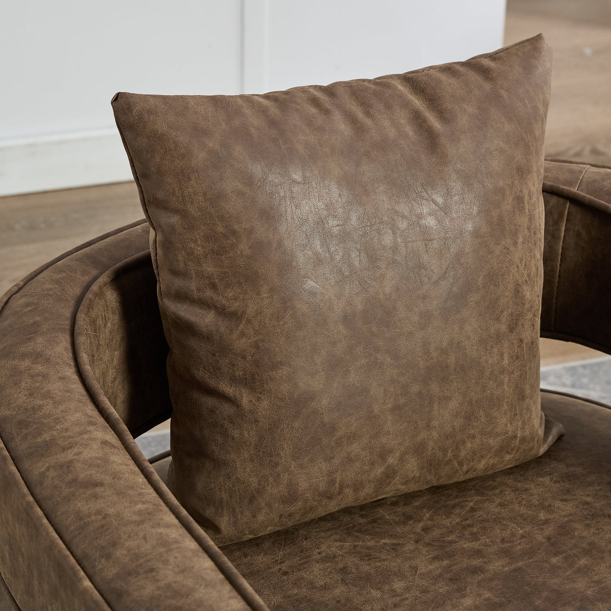 Fernleigh Swivel Accent Open Back Barrel Chair With Weathered Base
