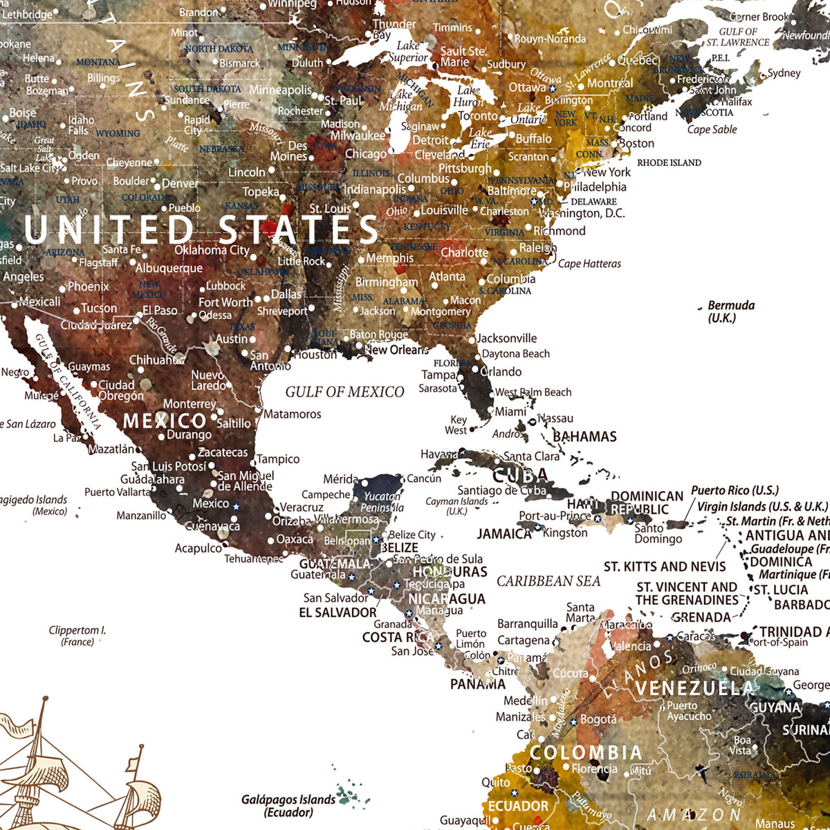 Customizable Framed World Map Canvas Print – Personalized