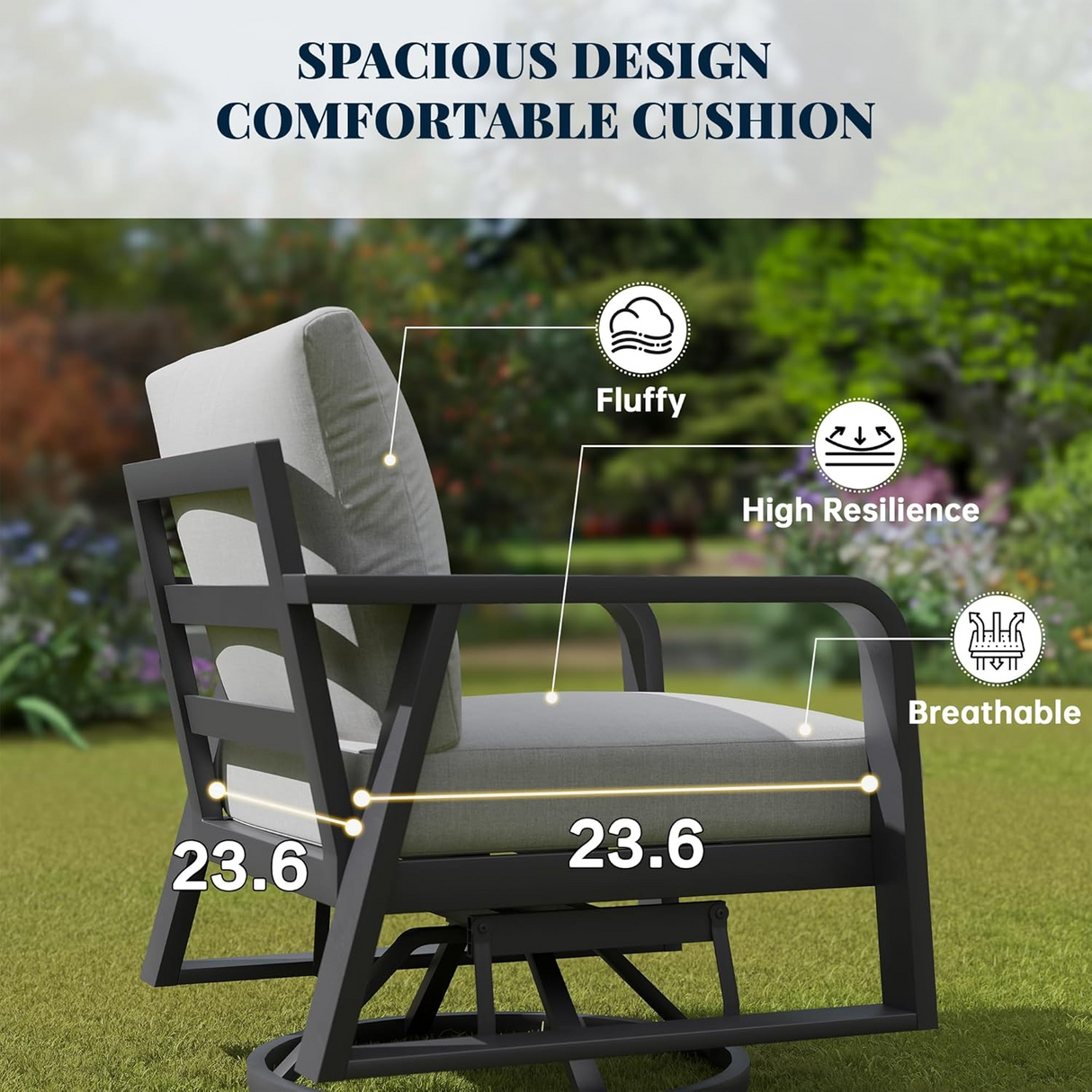 FR One Three-Seater Sofa + Two Swivel Chairs + One Coffee Table
