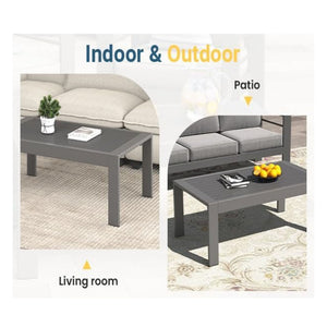 All-Weather Outdoor Coffee Table With Wood-Look Top
