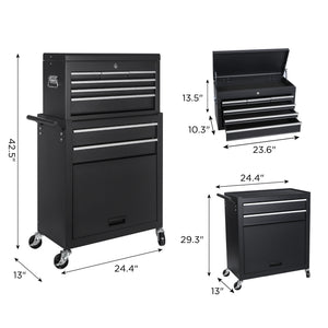 8-Drawer Rolling Tool Storage Cabinet with Detachable Top
