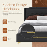 Queen Size Leather Bed Frame with Wingback Headboard & Footboard