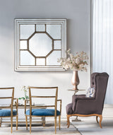 Antique Style Decorative Square Wall Mirror with Mirrored Frame