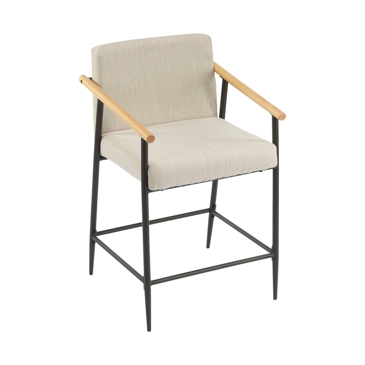 Mid Century Modern Counter Stool Set With Iron Frame